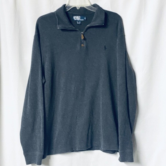 Polo Ralph Lauren 1/4 Zip Sweatshirt Gray Color Men’s Large Gray w Logo - Picture 1 of 5